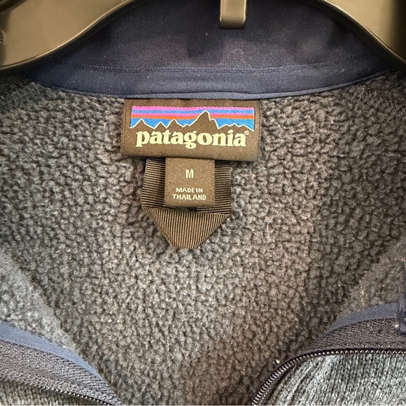 Patagonia Women's Pullover Sweater 1/4 Zip Fleece Lined Blue Poly Knit sz M - Picture 5 of 11